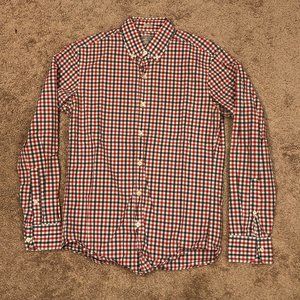 Red and Gray Checkered Slim J. Crew Button Up